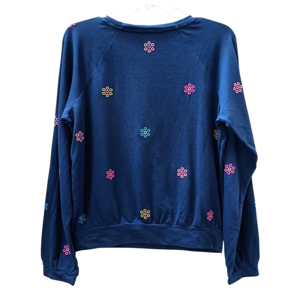 Lilly Pulitzer Landyn Embroidered Floral Ditsy Daisy Top Blue Medium Raglan NEW - Picture 4 of 5